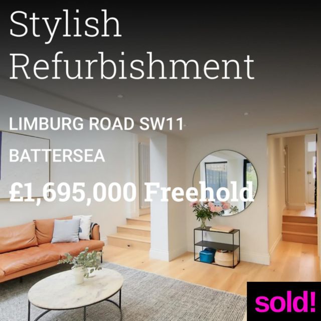Sold at a record price for the street! 

Limburg Road has been completely redesigned & newly renovated throughout, & oozes contemporary style. The house represents an outstanding, turn-key opportunity in an ultra-convenient location close to Clapham Junction. It boasts superb, open-plan, living space, a landscaped garden, sunny roof terrace, an exceptional luxury main bedroom suite & first-class family accommodation. 

For expert property advice & to book your free valuation, call 020 7228 7474. 

#exchanged #sold #claphamjunction #newlyrenovated #londonproperty #turnkey #wandsworthcommon #betweenthecommons #northcoteroad #johnthorogood #leadingestatesgents #propertyexperts #30yearsonNorthcoteRoad #thoroughlygoodestateagents
